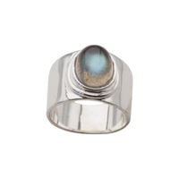 Pierścionek sygnet - Labradoryt owalny i srebro 12 (Średnica wewnętrzna 16,33 mm)