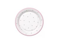 Talerzyki, W różowe gwiazdki, 18 cm, 8 szt.