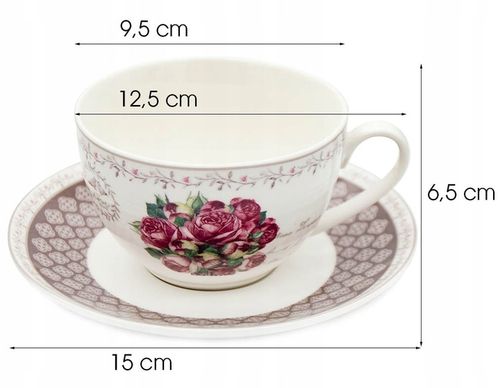 KOMPLET filiżanek 270ml ze spodkiem 2+2 BELLA FIORE zestaw kawowy na Arena.pl