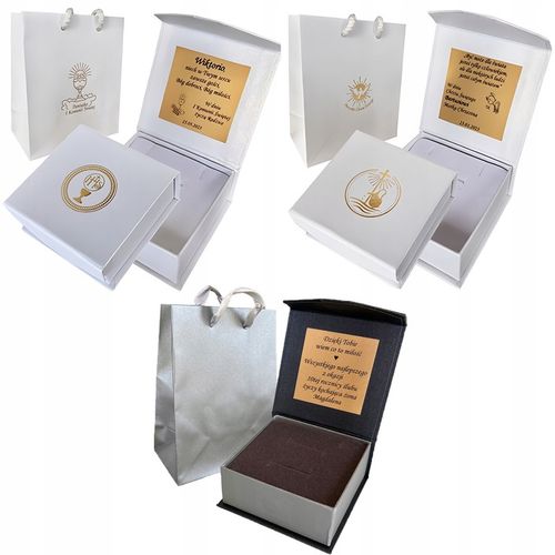 Srebrny zestaw komunijny łańcuszek i medalik pozłacana pasyjka 45 cm GRAWER na Arena.pl