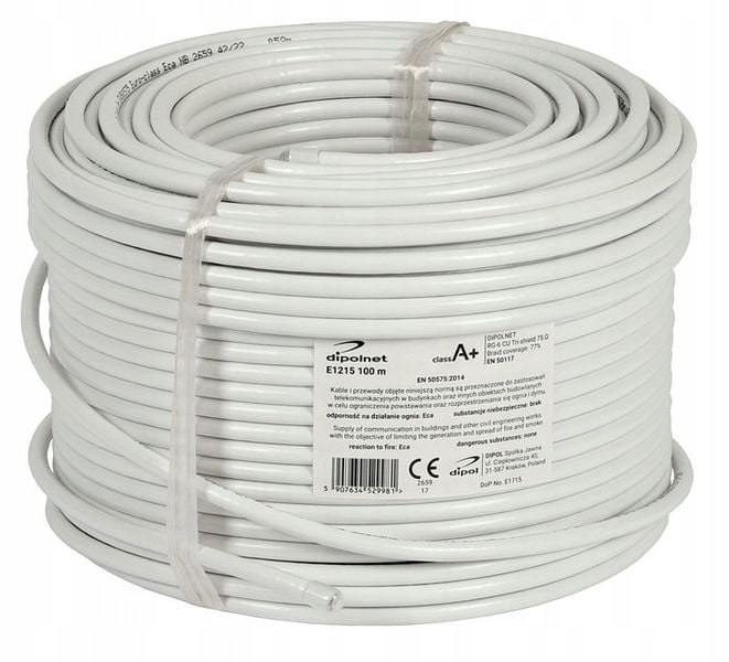 Przewód antenowy RG-6 Cu Tri-Shield Eca A+ 50m zdjęcie 2