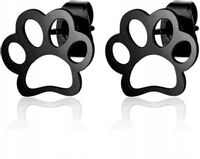 KOLCZYKI CZARNE STAL CHIRURGICZNA ŁAPKI CATS 03