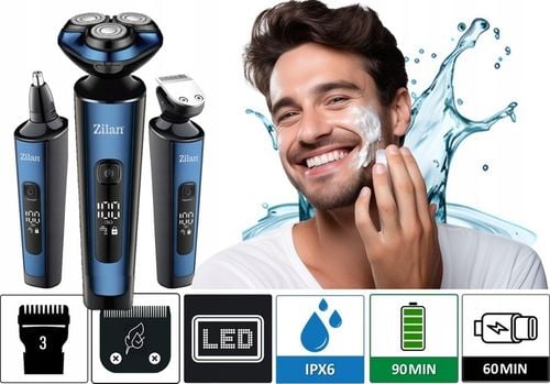 GOLARKA MĘSKA TRYMER MASZYNKA DO BRODY GŁOWY NOS USZY WET&DRY USB AION na Arena.pl