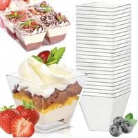 POJEMNIKI NA DESERY pucharki 120ml jednorazowe mini plastikowe kubeczki 25x