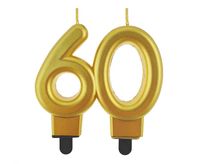 świeczka b&c cyferka 60, metalik złota, 8.0 cm pf-scz60