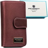 fioletowy portfel damski ze skóry naturalnej i ekologicznej zamykany