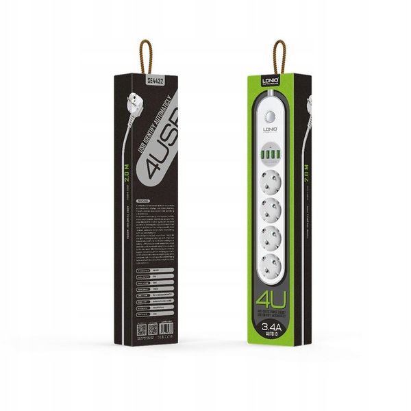 Listwa zasilająca Ldnio SE4432 z ładowarką USB zdjęcie 3