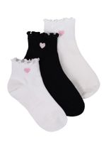 Skarpety krótkie gładkie z haftem serduszka 3PAK 35-38 YOCLUB