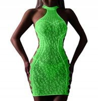 Bodystocking ŚWIECĄCE W CIEMNOŚCI Siateczka z DZIURKĄ Sukienka