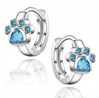 Srebrne kolczyki dla dziewczynki łapki niebieskie kółka kolczyki srebro 925