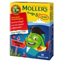 Möller's Omega-3 Żelki Rybki ODPORNOŚĆ Dla Dzieci MALINOWE 36 szt. Moller's