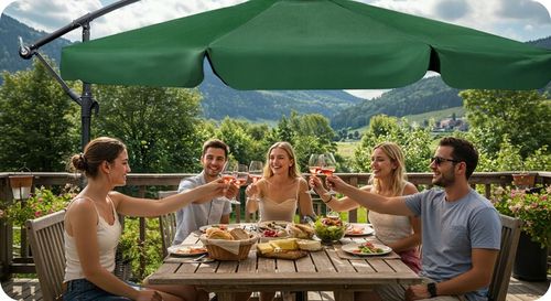 Parasol ogrodowy duży składany z wysięgnikiem pokrowiec 6 segmentów Ø 350cm na Arena.pl