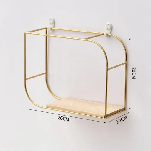 Półka ścienna, stojak, złoty, drewno zdjęcie 2