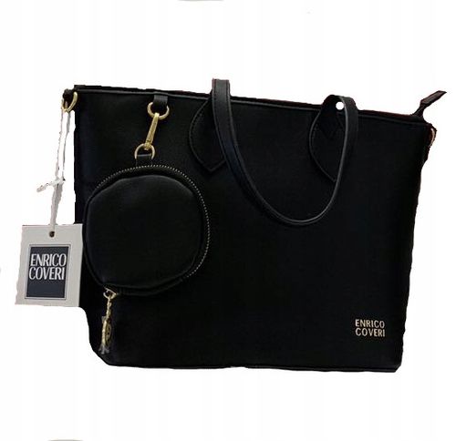 Enrico Coveri - torebka shopper skóra ekologiczna ciemny brązowy mat EC6072 na Arena.pl