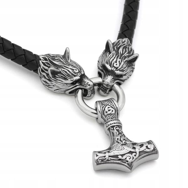 NASZYJNIK Srebrny Męski MŁOT THORA Wilki GRUBY 356 zdjęcie 2
