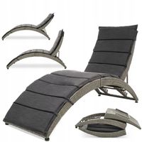 Leżak ogrodowy składany regulowany na balkon taras technorattan z poduszką