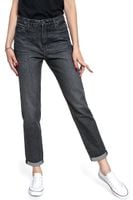 SPODNIE DAMSKIE LEE MOM STRAIGHT BLACK LAMONT L32IFFJZ W26 L33