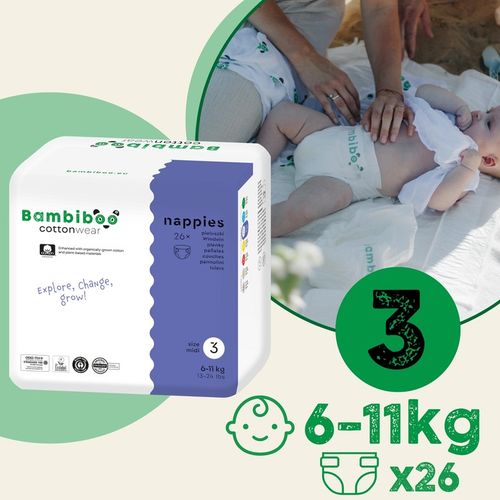 PIELUSZKI BAMBIBOO PIELUCHY COTTONWEAR r. 3 MIDI Jednorazowe 6-11kg 26szt. na Arena.pl
