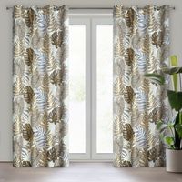 Zasłona na przelotkach botaniczny nadruk KORFU 140X250 brązowa
