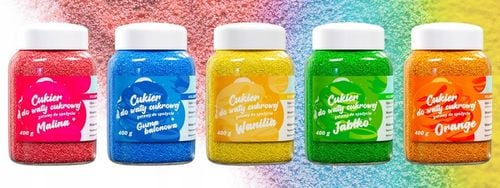 CUKIER KOLOROWY do waty cukrowej 5x400g smakowy MIX gratis 10szt na Arena.pl