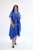 Asymetryczna sukienka z krótkim rękawem Mell Granatowa UNI