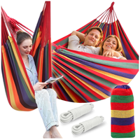 Wytrzymały hamak dwusosobowy duży xxl boho 2w1 bawełniany 290 cm NIEBIESKI