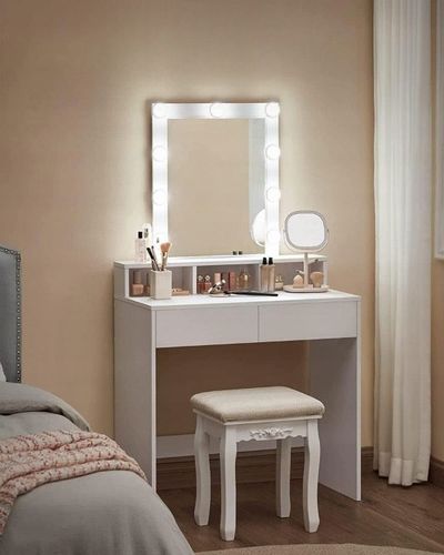 Toaletka biała lustro kosmetyczna oświetlenie 9 LED na Arena.pl