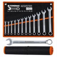 ZESTAW KLUCZY PŁASKO-OCZKOWYCH 12 ELEMENTÓW 6-22MM CrV W ETUI DO GARAŻU