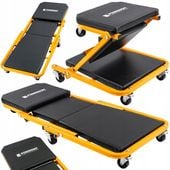 LEŻANKA WARSZTATOWA 2W1 SIEDZISKO SERWISOWE TABORET STOŁEK 150KG 91CM KÓŁKA