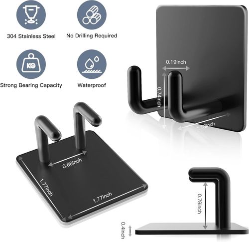 Haczyki wieszaki Ścienne Samoprzylepne 3szt czarne na Arena.pl