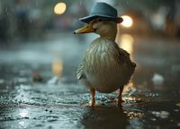 Plakat 18x13cm Kaczka w Kapeluszu