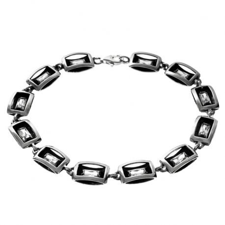 SREBRNA BRANSOLETA PROSTOKĄTY Z CYRKONIAMI SREBRO PRÓBY 925 zdjęcie 1