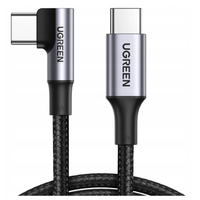 Kabel USB-C do USB-C, kątowy UGREEN US334 5A, PD 100W, 2m (czarny)