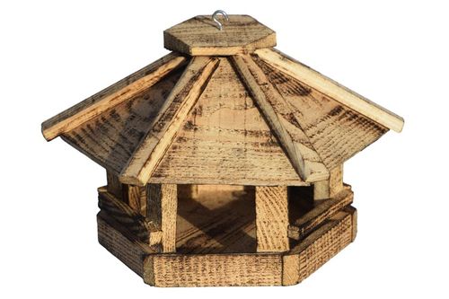Domek dla ptaków sikorek KARMNIK z drewna OKRĄGŁY na Arena.pl