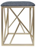 Puf metal z siedziskiem szary melanż ze złotymi nogami