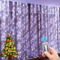 Kurtyna świetlna druciki 300 LED 3x3m biała zimna z pilotem