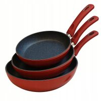 Zestaw patelni Edenberg czerwone 3 el. Patelnia 20 cm, 24 cm, 28 cm