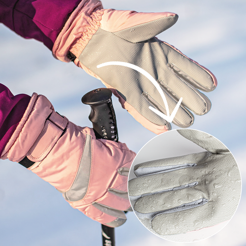 Rękawiczki Narciarskie Zimowe Na Snowboard Nart Jasno-Różowe na Arena.pl