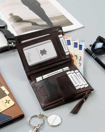 skórzany portfel męski w stylu retro - rovicky na Arena.pl