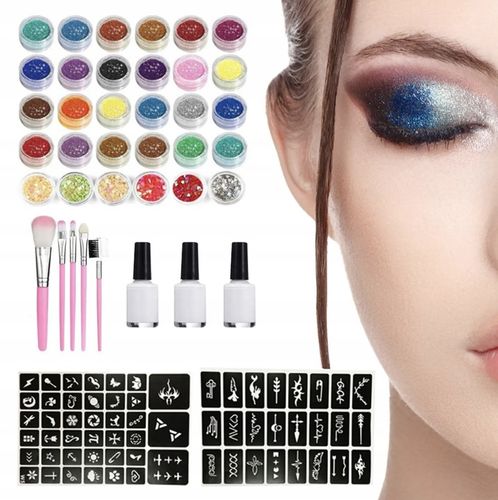 Zestaw do Robienia Tatuaży Brokatowych Szablony Tatuaże Brokatowe Duży DIY na Arena.pl