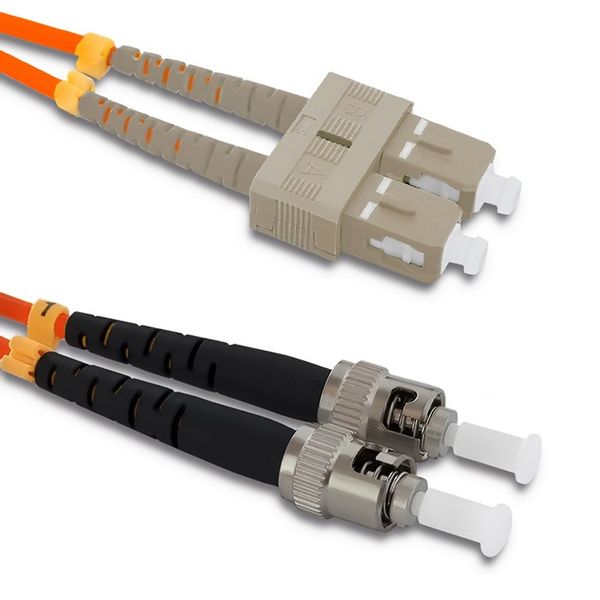 Qoltec Patchcord światłowodowy SC/UPC - ST/UPC | Multimode | 50/125 | OM2 | Duplex | 2m zdjęcie 1