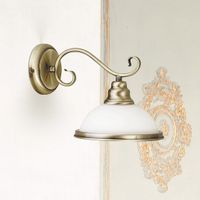 Ścienna LAMPA kinkiet ELISETT 2751 Rabalux szklana OPRAWA kopuła dzwonek metalowe ramię brązowa biała