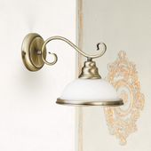 Ścienna LAMPA kinkiet ELISETT 2751 Rabalux szklana OPRAWA kopuła dzwonek metalowe ramię brązowa biała