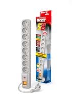 Listwa przepięciowa przedłużacz ACAR S8 3m 8 gniazd szara