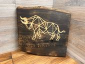 Deska z grawerem KOTA oraz BYKA do powieszenia na ścianie ozdoba obraz