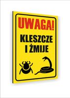 Tabliczka znak informacyjny nadruk DIBOND 40x30 UWAGA kleszcze i żmije