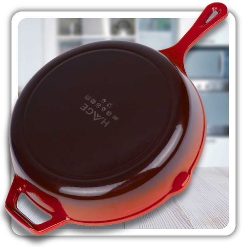 emaliowana patelnia żeliwna 26cm hage czerwona na Arena.pl