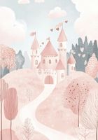 Plakat 70x100cm  Wzory dla Dzieci, Dziewczynki do Pokoju - Zamek