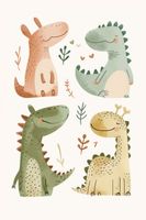 Plakat 61x91,5cm Wzory dla Dzieci, Dziewczynki i Chłopca - Dinusie