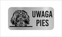 GRAWER Tabliczka nierdzewna laminat 20x10 UWAGA PIES havana-bichon